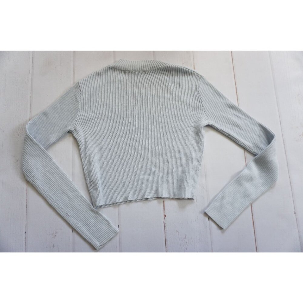 John Galt Light Blue Ribbed Stretchy Sweater - Size O/S - Picture 6 of 6